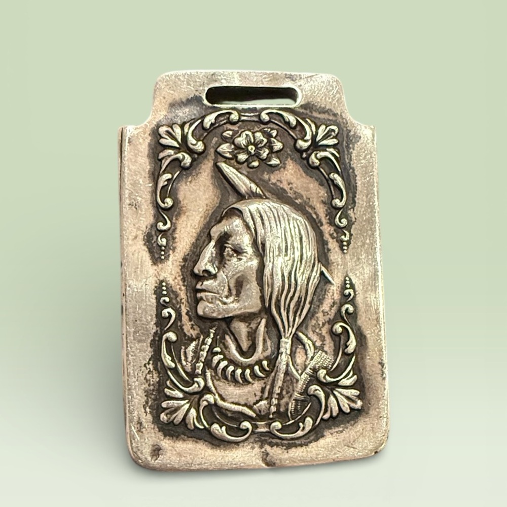 Vintage Western Native American Chief Luggage Tag
